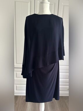 Chaps Elegant Navy Overlay Women's Dress Size 10